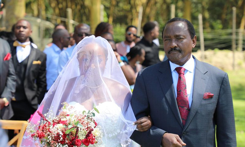 Kalonzo Musyoka with his daughter Damarie Saada on her wedding day