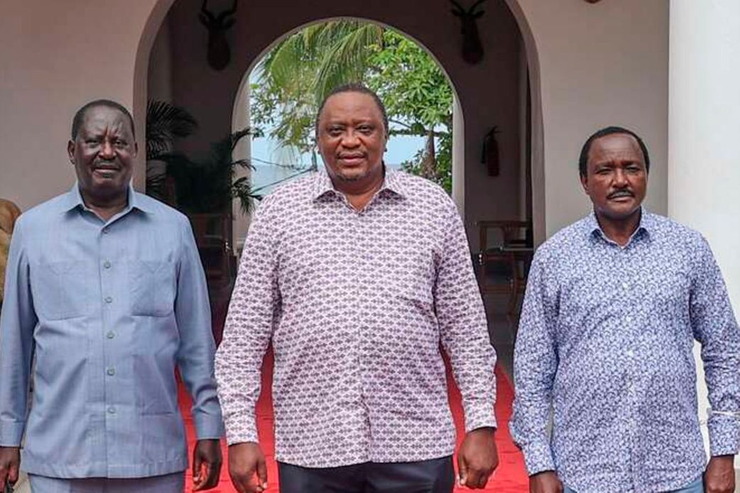 Azimio principals Raila Odinga, Uhuru Kenyatta and Kalonzo Musyoka,