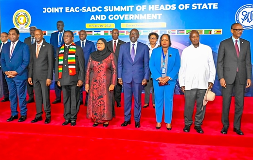 Heads of State who attended the joint EAC-SADC Summit of Heads of State and Government