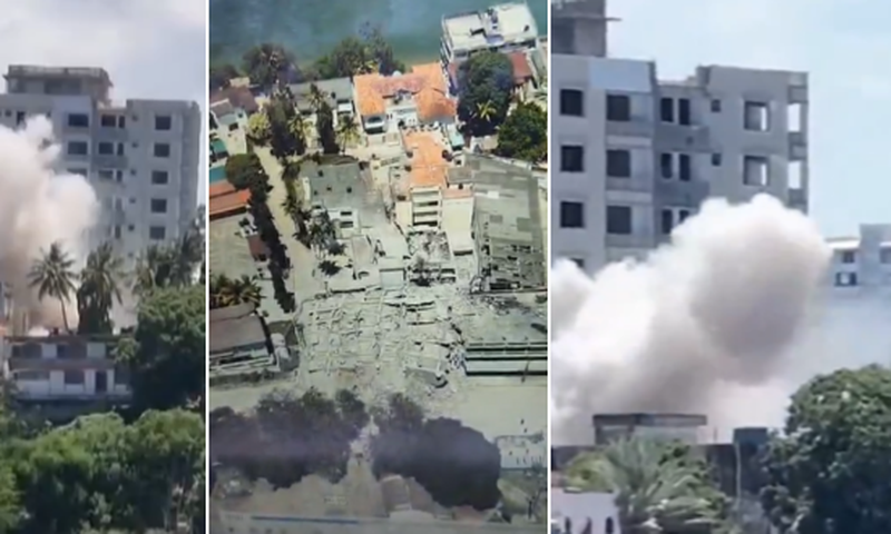 On April 9, 2025, the Kenya Defence Forces (KDF) executed a controlled demolition of the eleven-storey structure in Mombasa, which had been slowly sinking since April 2, 2025.
