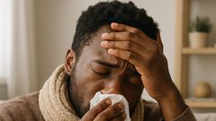 An AI-generated image of a person appearing sick