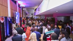 Invited guests watch a performance by Kenyan thespian Ngartia at the launch of the UK/Kenya Season 2025 in Nairobi on May 2, 2025