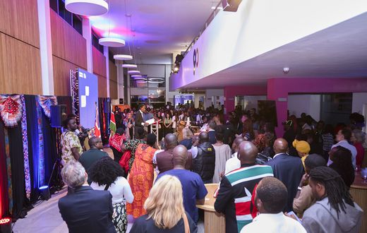 Invited guests watch a performance by Kenyan thespian Ngartia at the launch of the UK/Kenya Season 2025 in Nairobi on May 2, 2025