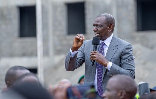President William Ruto  during an inspection of a police housing project in Kilimani, Nairobi on July 9, 2025