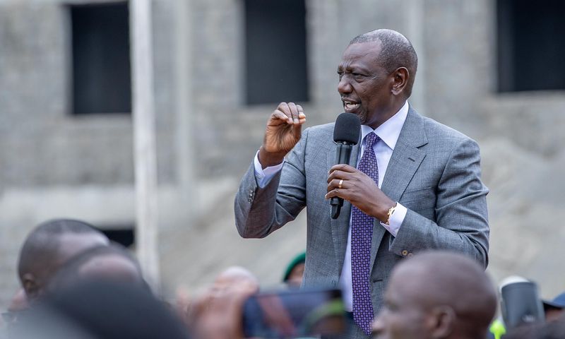 President William Ruto  during an inspection of a police housing project in Kilimani, Nairobi on July 9, 2025