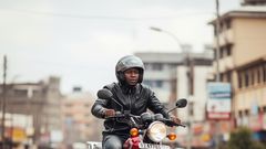 An AI-generated image of a person riding a bike
