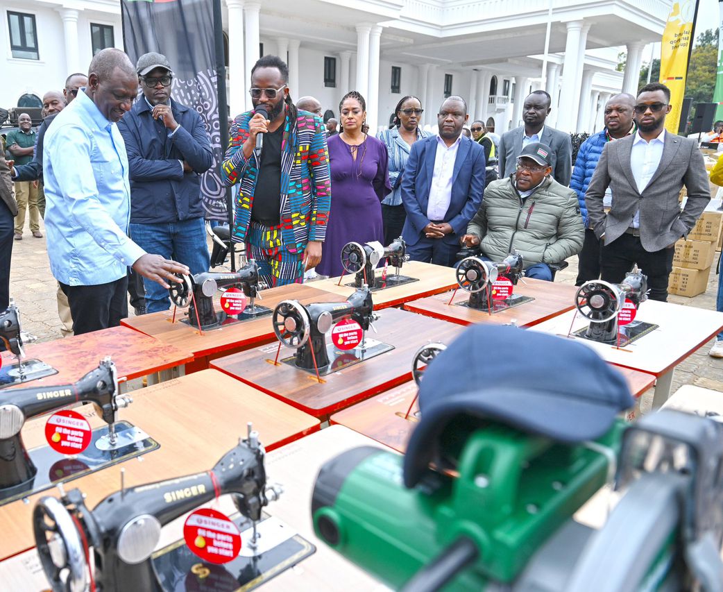 President William Ruto inspecting some of the equipment distributed as part of the Nairobi County Empowerment Programme