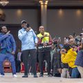 Singer Bahati on stage with President William Ruto and other guests on Saturday, August 9