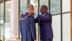 President William Ruto confers the Chief of the Order of the Golden Heart of Kenya award on former UN Secretary-General Ban  Ki-Moon