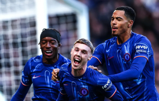 Cole Palmer celebrates his goal against Aston Villa on December 1, 2024