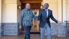 President William Ruto pays a visit to his predecessor former President Uhuru Kenyatta at his Gatundu South home