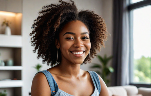 An AI-generated image of a lady smiling