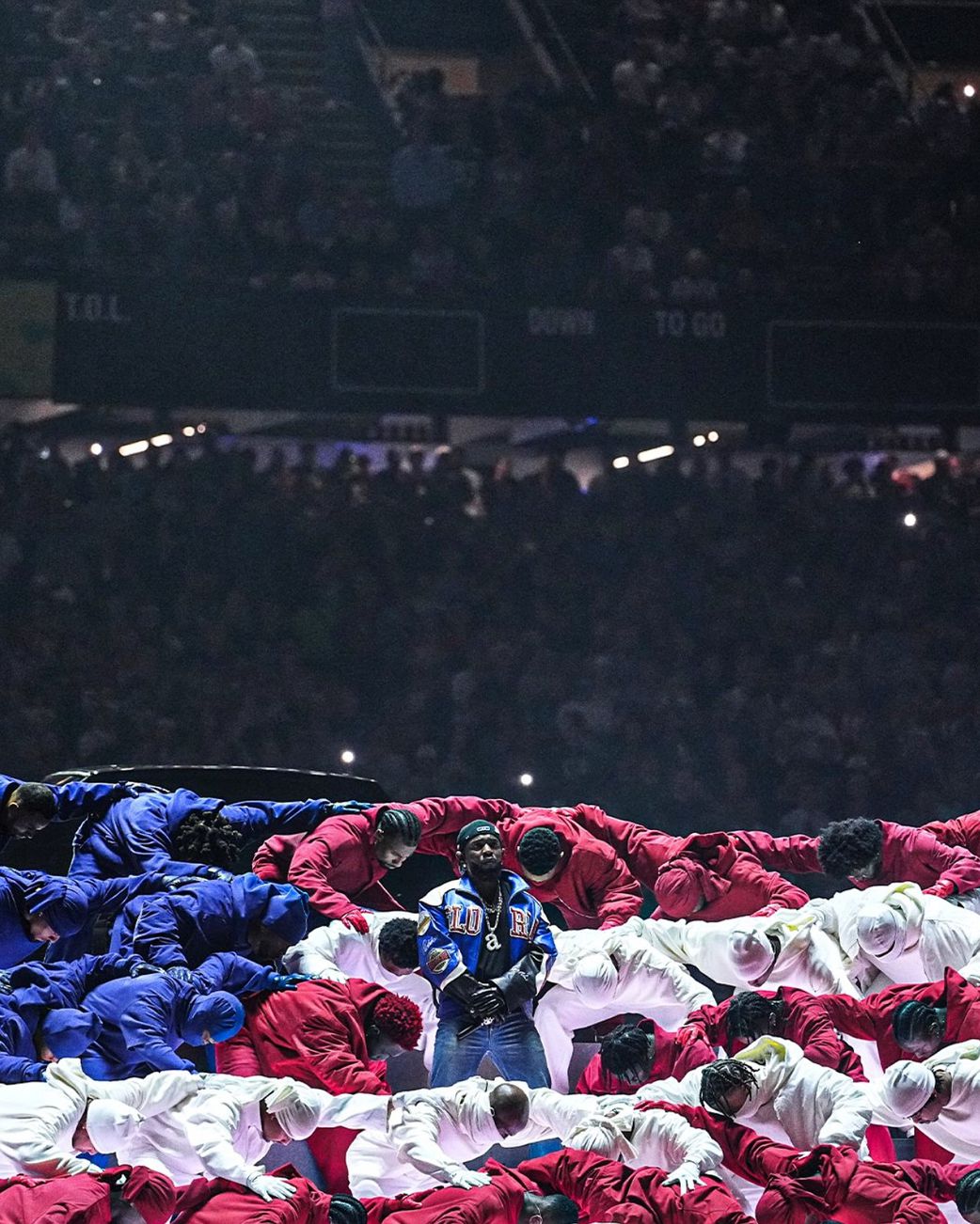 Kendrick Lamar during the Super Bowl half time performance