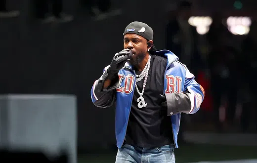 Kendrick Lamar during the Super Bowl half time performance
