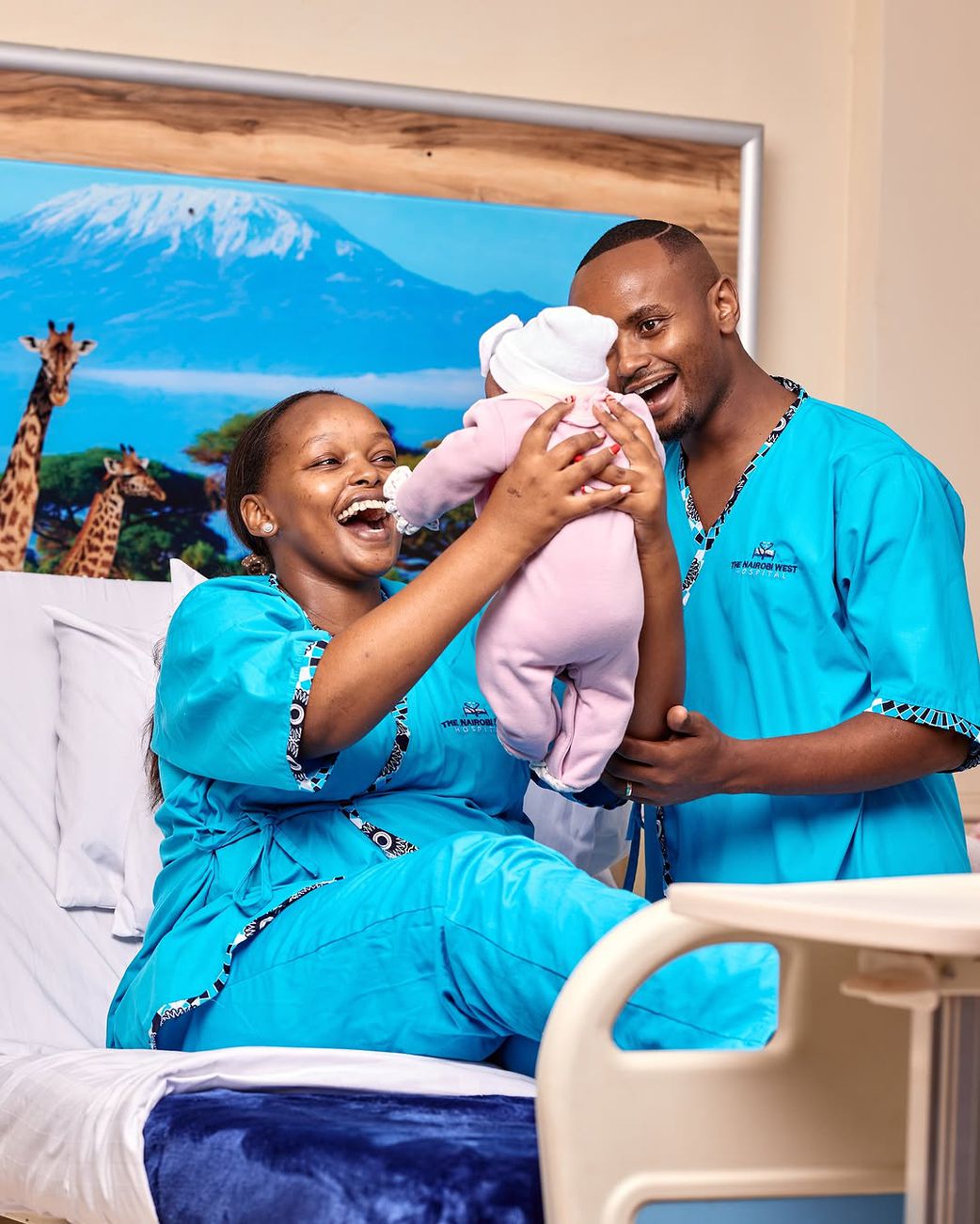 Content creator Milly WaJesus with her hubby Kabi in the hospital after she gave birth to their third child in January 2025