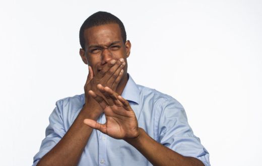 A person emiting bad breathe