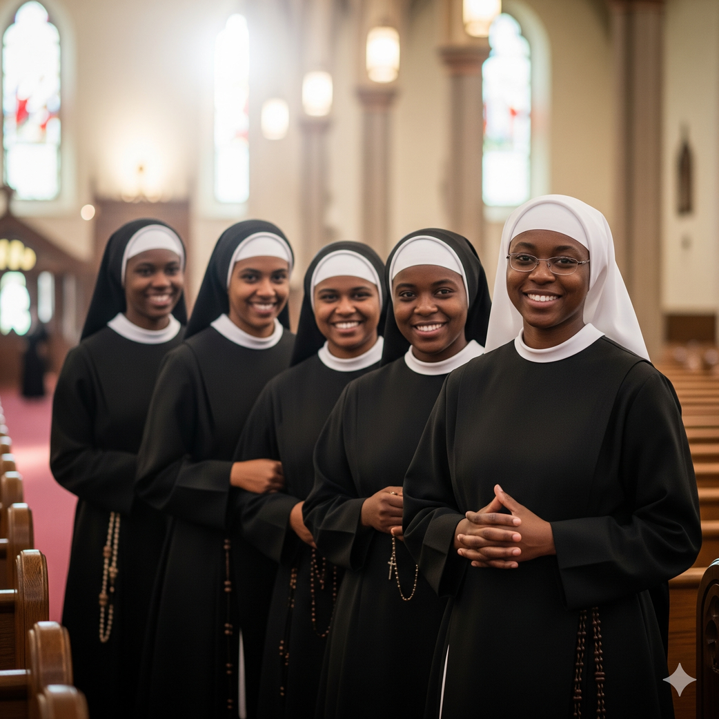 An AI-generated image of Catholic sisters