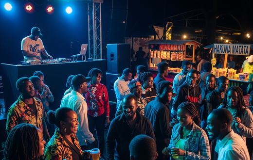 An AI-generated photo of people enjoying music in an event
