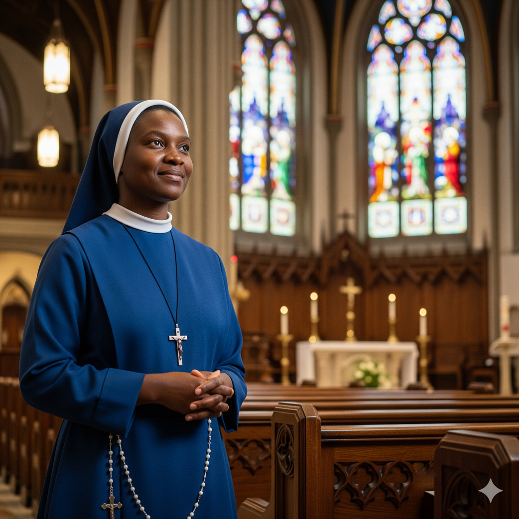 An AI-generated image of a Catholic sister