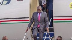 President William Ruto disembarking from his presidential jet