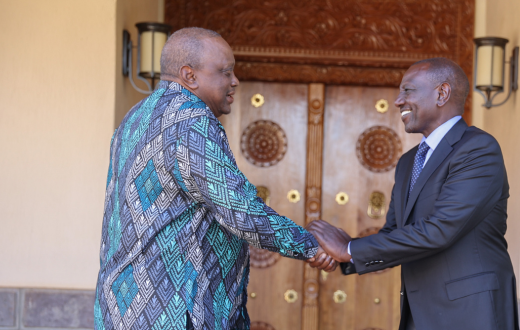 President William Ruto pays a visit to his predecessor former President Uhuru Kenyatta at his Gatundu South home