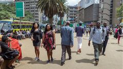Kenyans walking in Nairobi CBD