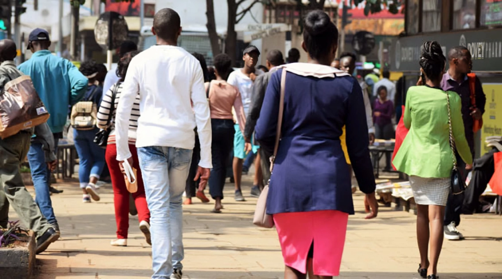 A photo of Nairobians walking