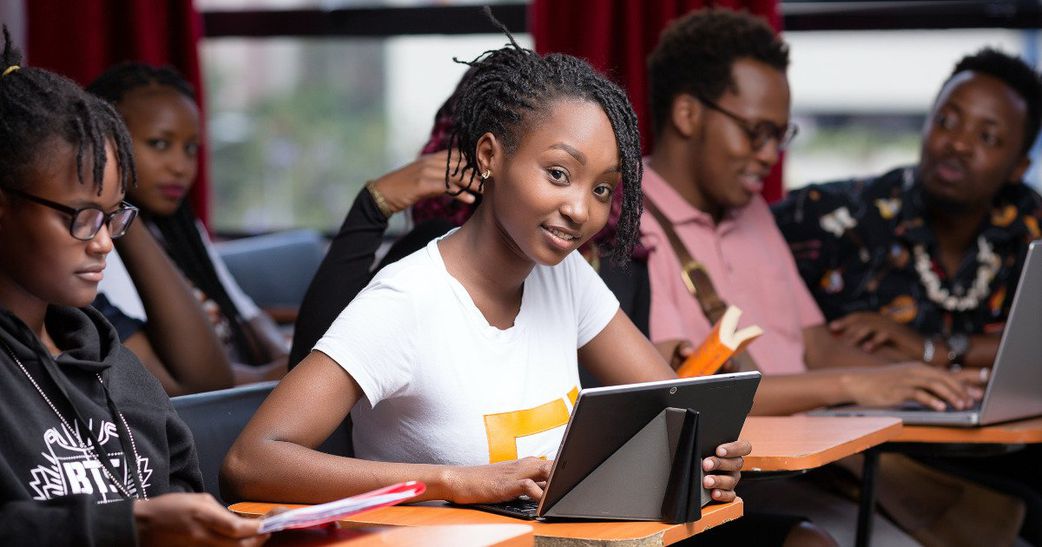 Kenyans using a laptop