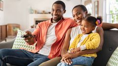 A family watching tv