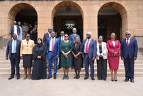 Chief Justice Martha Koome, Attorney General Dorcas Oduor with newly constituted IEBC commission