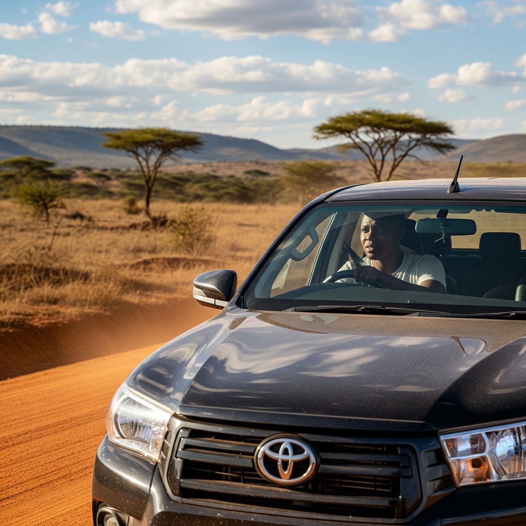 The engine powers the rear wheels, while the front wheels only handle steering