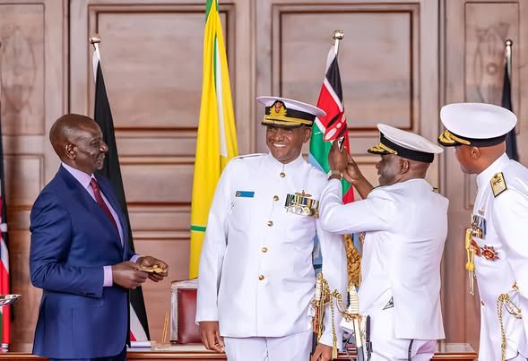 President William Ruto during the investiture of Major General Timothy Stelu Lekolool at State House, Nairobi