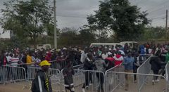 Football fans breach security to force their way into Kasarani Stadium for the Kenya vs DRC match