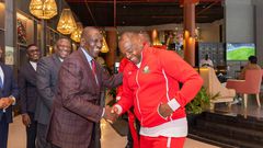 President William Ruto with Harambee Stars coach Benni McCarthy