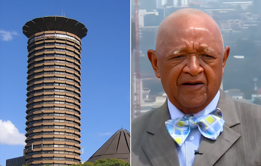 A collage of KICC building and David Mutiso