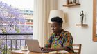 An AI-generated image of a person working from home