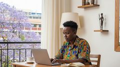 An AI-generated image of a person working from home