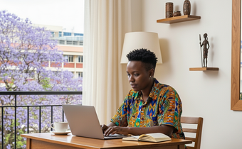 An AI-generated image of a person working from home