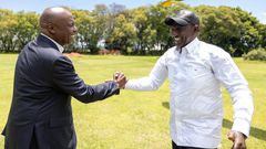 President William Ruto (left) and KANU party leader Gideon Moi in Kabarak on Friday, October 10