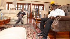 President William Ruto (left) and KANU party leader Gideon Moi in Kabarak on Friday, October 10