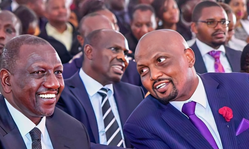 President William Ruto with his economic advisor Moses Kuria during a past event