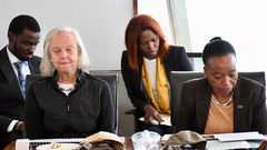 National Security Advisor Monica Juma with former U.S. Ambassador Meg Whitman