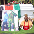 The coffin bearing the remains of Boniface Kariuki, an unarmed hawker who was shot by police at pointblank range, leading to his death and Dennis Ombachi in set.
