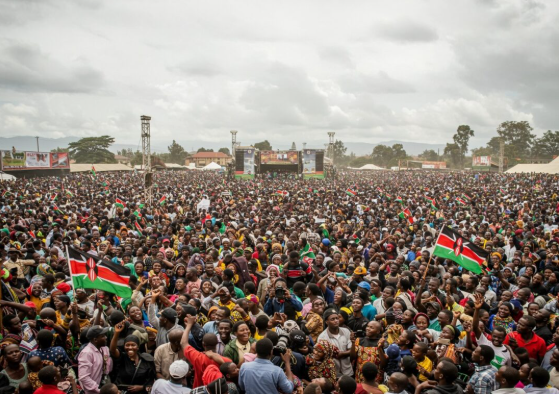 File image of a crowd at a public event addressed by President William Ruto