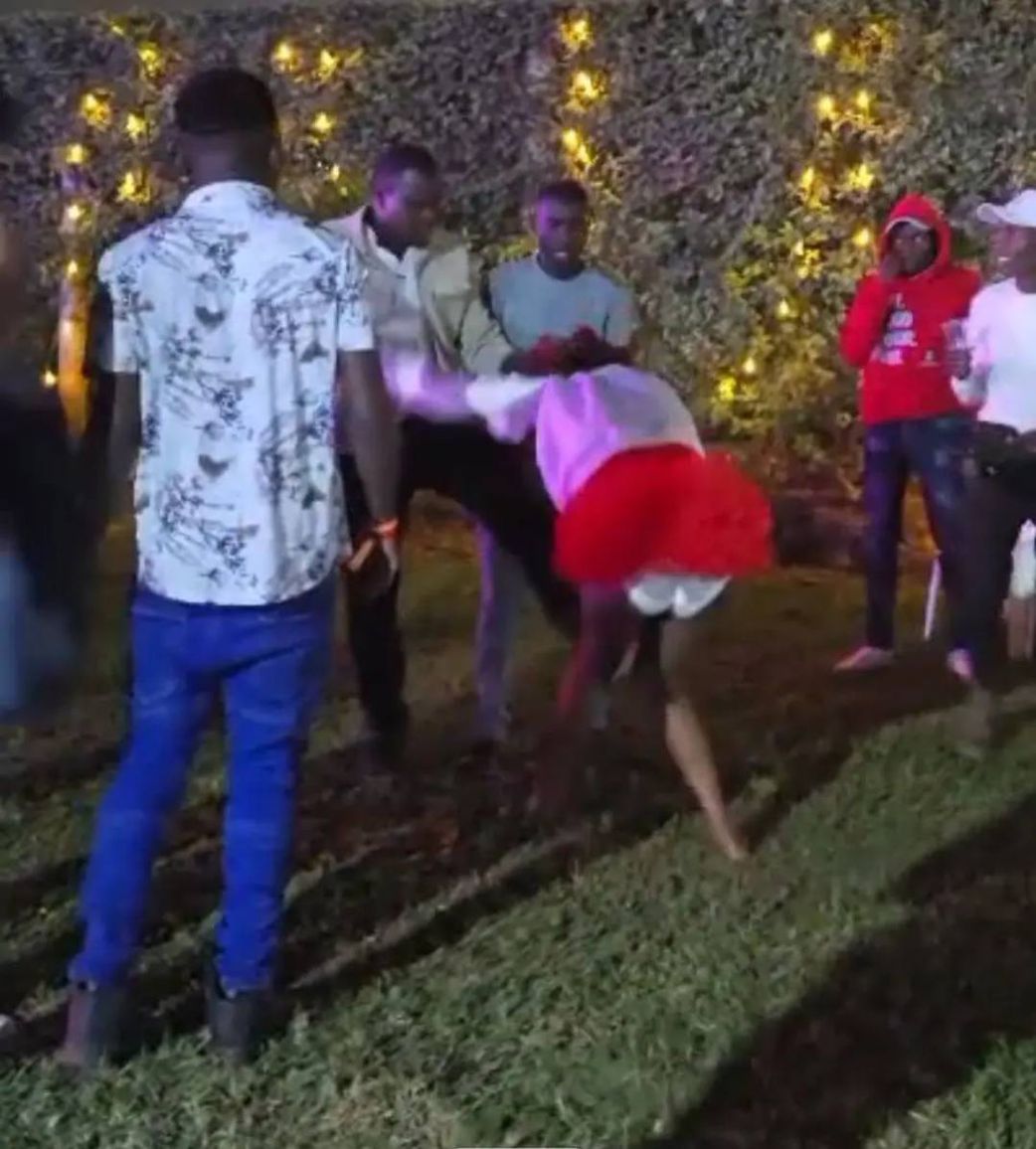 A screengrab of the video of Kalenjin comedian Bella Comedy being assaulted