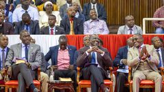 President William Ruto and other leaders who joined the congregation at the African Independent Pentecostal Church of Kenya (AIPCK) in a special service celebrating the inauguration of the Nairobi Archdiocese in Kasarani.