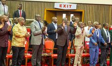 President William Ruto and other leaders who joined the congregation at the African Independent Pentecostal Church of Kenya (AIPCK) in a special service celebrating the inauguration of the Nairobi Archdiocese in Kasarani.