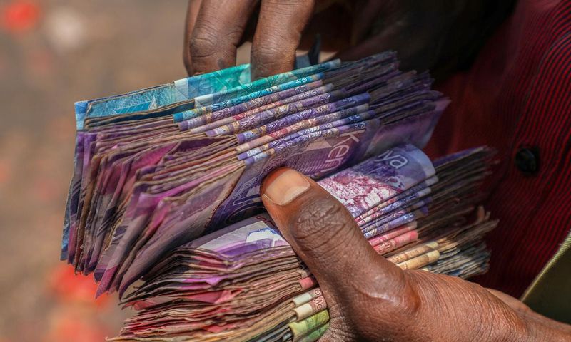 A person holding a wad of cash