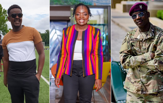 A collage of Karis Comedian, Jeridah Andayi and Brigeddia General
