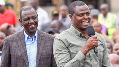 Kiharu MP Ndindi Nyoro and President William Ruto during a past rally